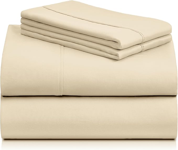 LuxClub Twin Sheets - Soft Kids Bed Sheets, 3 PC Deep Pockets 18" Eco Friendly Wrinkle Free Fitted Sheets Machine Washable Hotel Bedding Silky Soft Cream