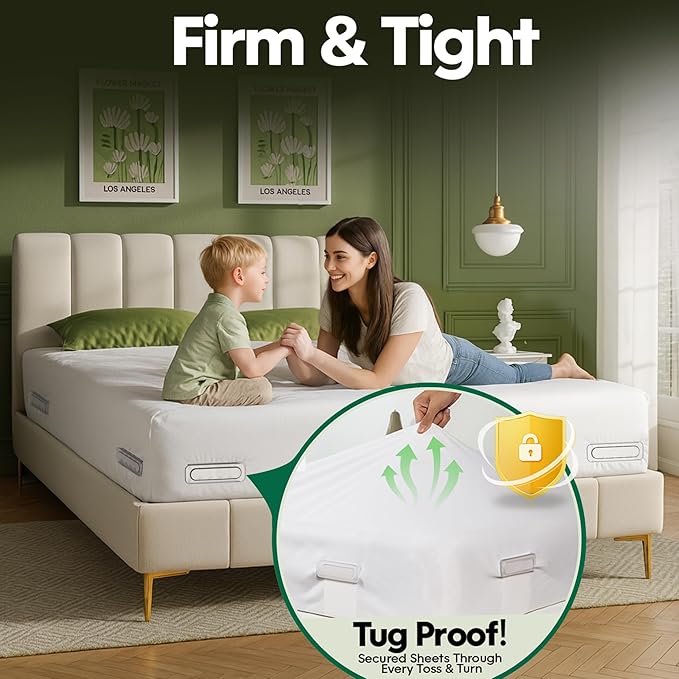 Upgrade Bed Sheet Holders for Corners, 8Pcs Bed Sheet Grippers with Non-Slip Base, Durable Heavy Duty Fitted Sheet Holders Keep Sheets Firm & Tight, Fit All Mattress Easy Install