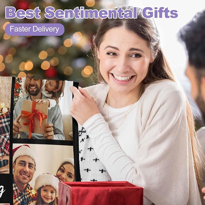 Blankets with Pictures Customized, 7 Photos Personalized Blanket Custom Blanket for Kid Adult Friends Mother Father Personalized Gift, 8 Sizes