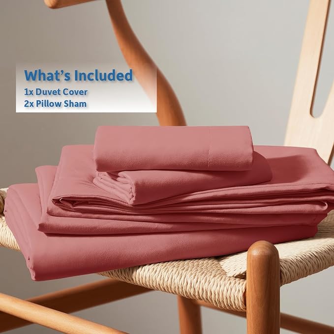 Nestl Pink Clay California King Duvet Cover Sets - Soft Double Brushed Cal King Duvet Cover, 3 Piece, with Button Closure, 1 Duvet Cover 104x98 inches and 2 Pillow Shams
