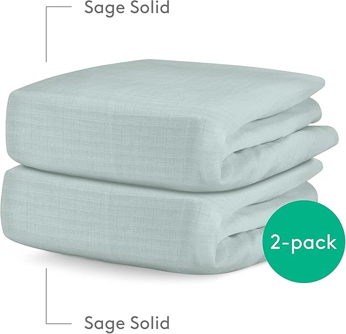 Newton Baby Fitted Crib Sheet (2-Pack) - Ultra Breathable and Soft, Organic Cotton, Fits All Standard Cribs, Sage