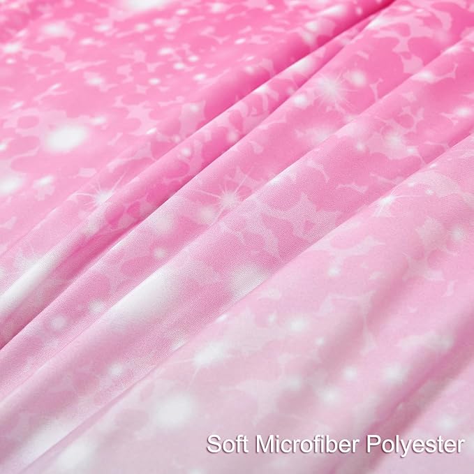 PERFEMET Girls Comforter Set with Sheets 6 Pieces Full Size Bedding Set Blue Pink Green Ombre Bed in A Bag Rainbow Tie Dye Kids Bed Sets Grandient Glitter Full Comforter Sets