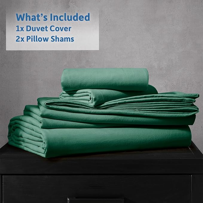 Nestl Dark Green Duvet Cover King Size - Soft Prewashed King Duvet Cover Set, 3 Piece, with Zipper Closure, 1 Duvet Cover 104x90 inches and 2 Pillow Shams