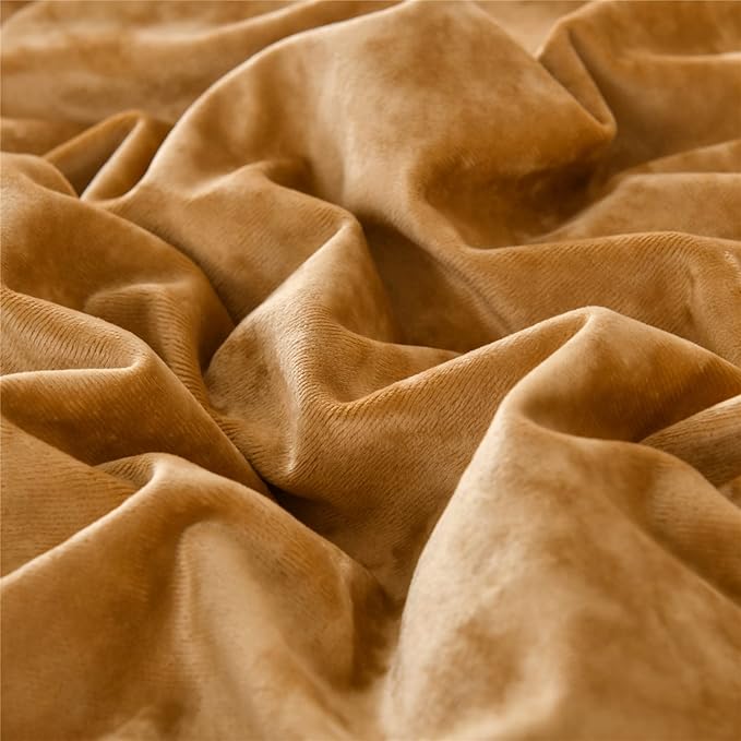 Sunshine Nicole Distressed Velvet Comforter Set, Distressed Velvet Face and Brushed Solid Microfiber Reverse, with Light Weight Soft Poly Fill, 5 Pieces Deco Gold, King