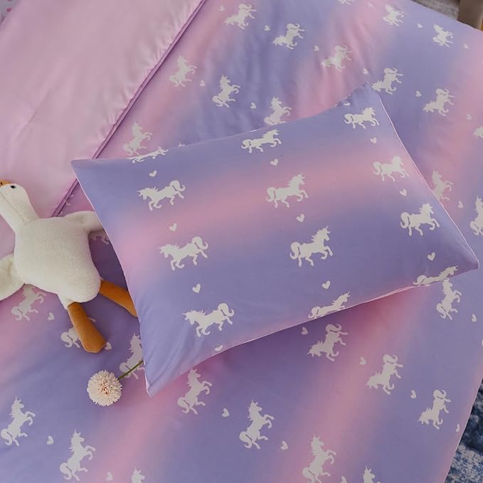 Cokouchyi Twin Comforter Sets for Boys Girls, Unicorn Glow in The Dark Kids Bedding Sets, 5 Pcs Twin Bed in a Bag with Comforter, Sheets, Pillow Sham, Cushion Cover, Unicorn