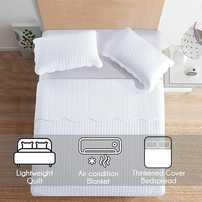 MOONLIGHT20015 8 Pack Quilt King Size Bedding (106" x 96") - Bulk Wholesale for Hotels, Guest Bedroom & Airbnbs - Lightweight Microfiber Reversible Embossed Quilts Bedspread (White)