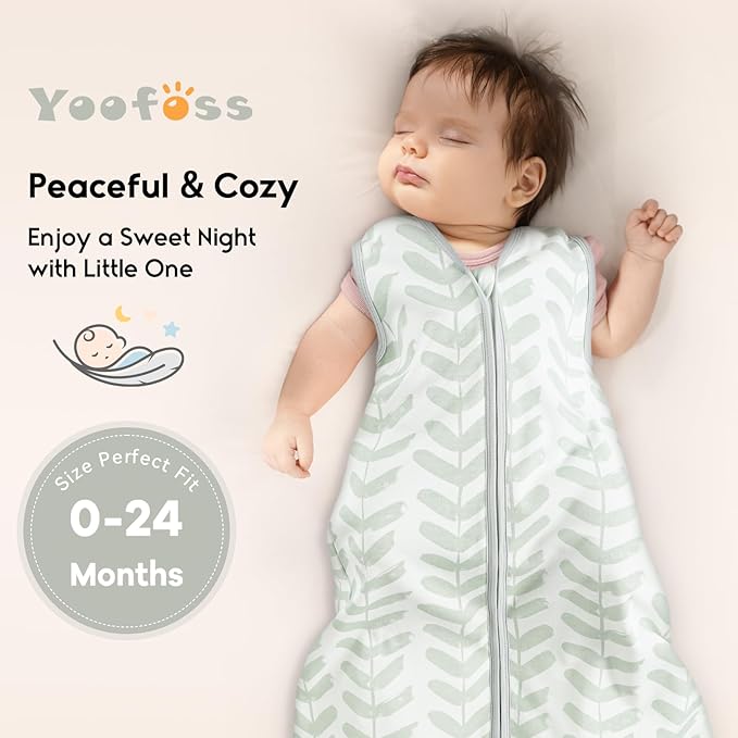 Yoofoss Baby Sleep Sack 12-18 Months 0.5 Tog Wearable Blanket for Baby, 3 Pack 100% Organic Cotton Infant Toddler Sleeping Sack 2-Way Zipper Lightweight Sleep Sack