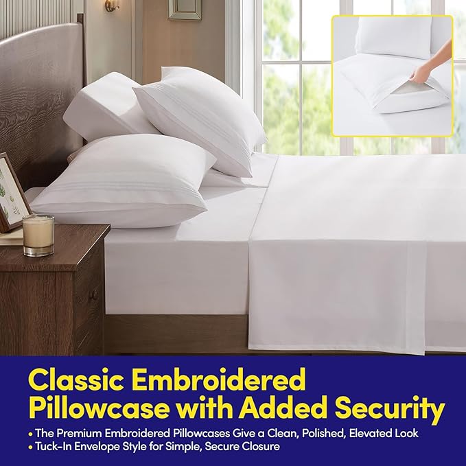 Split Head King Sheets Set for Adjustable Beds 4 Piece Flex Top Bed Sheets โ Deep Pocket Split Top Fitted Sheet with Built-in Corner Straps, Luxury Soft Cooling Bedding, Wrinkle Resistant, White