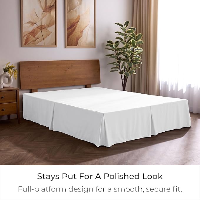Mellanni Bed Skirt Twin XL Size - Bed Skirting - 15-Inch Tailored Drop Pleated Dust Ruffle - Hotel Luxury Bedding - Wrinkle, Fade, Stain Resistant - 1 Bedskirt (Twin XL, White)
