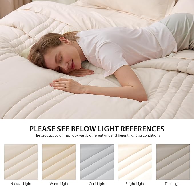 King Comforter Set Beige - Bed in a Bag King Size 7 Pieces, Soft Bedding Set for All Seasons, Premium King Comforter Set with Comforter, Sheets, Pillowcases & Shams
