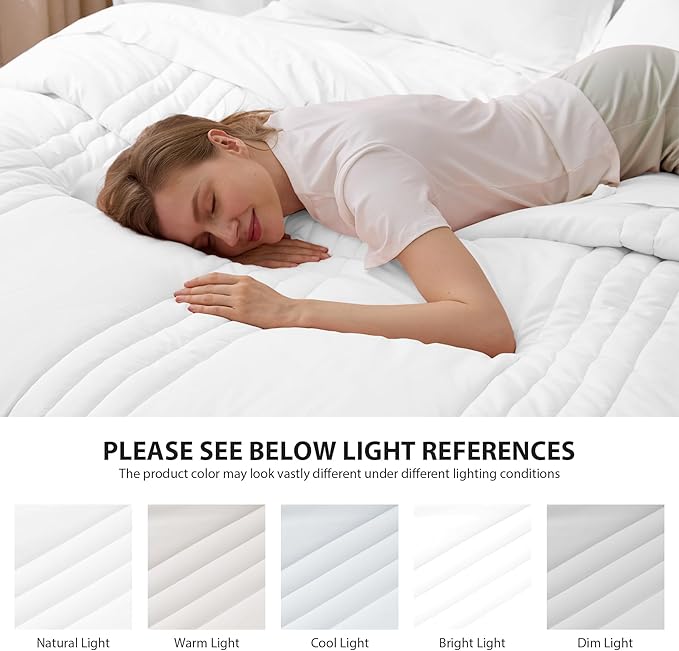 Twin Comforter Set White - Bed in a Bag Twin Size 5 Pieces, Soft Bedding Set for All Seasons, Premium College Dorm Comforter Set with Comforter, 1 Sheet, 1 Pillowcase & 1 Sham