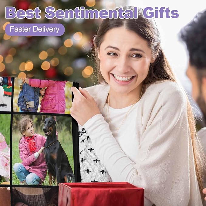 Picture Blankets Customized, 12 Photos Personalized Blankets Customized Gifts Personalized Family Mom Pictures Blankets for Dad Family, 8 Sizes