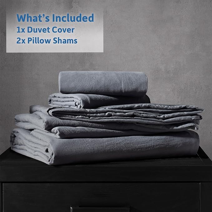 Nestl Grey Duvet Cover Queen Size - Soft Prewashed Queen Duvet Cover Set, 3 Piece, with Zipper Closure, 1 Duvet Cover 90x90 inches and 2 Pillow Shams