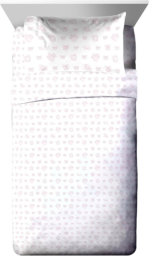 Jay Franco Comforter Set Includes Sheets and Pillow Covers - Soft and Cozy Bed Set for Stylish Room Decor, Official Licensed Product, Multi - Hello Kitty, 5 Piece Twin