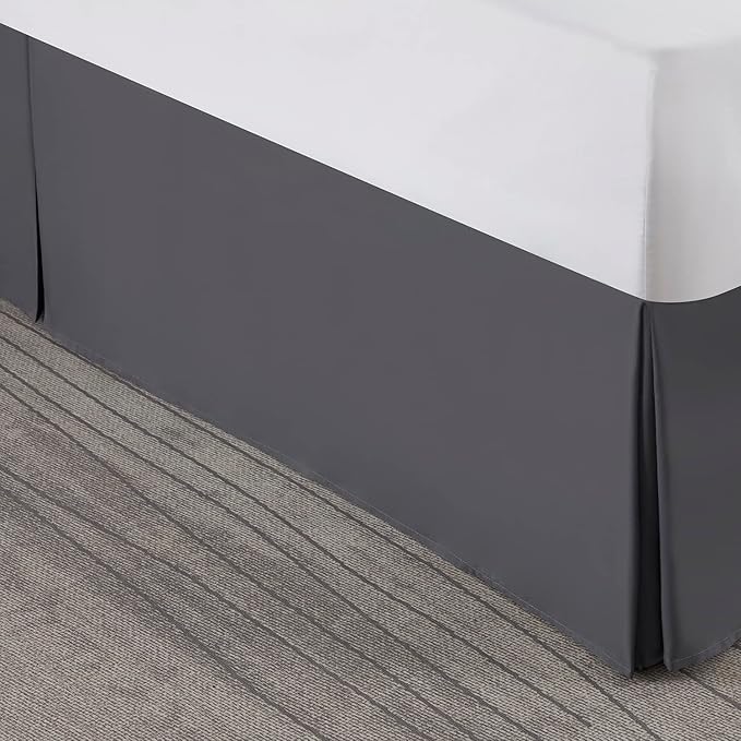 Nestl Pleated Bed Skirt, Easy Fit Bed Skirt, 14” Inch Tailored Drop Bed Skirt, Soft Double Brushed Premium Microfiber Ruffle Bed Skirt, Luxury Bedskirt, Hotel Bed Ruffle, King Bed Skirt Dark Gray