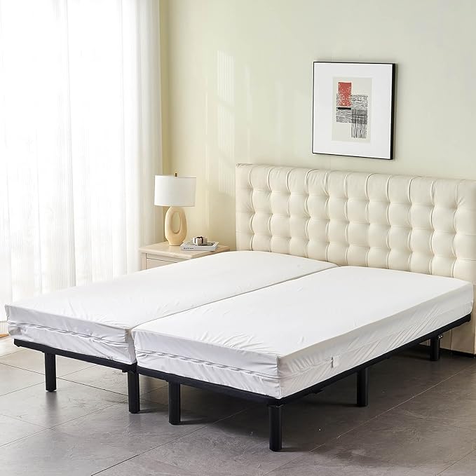 Zippered Split King Mattress Protector for Adjustable Beds 100% Waterproof 6-Sided Mattress Encasement Full Coverage Complete Cover