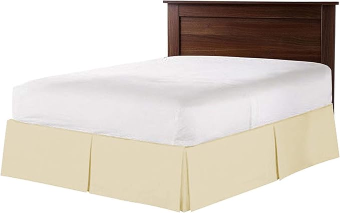 800 Thread Count 100% Pure Cotton Luxury Box Pleated Bed Skirt Twin Size with 16 Inch Drop Length Ivory