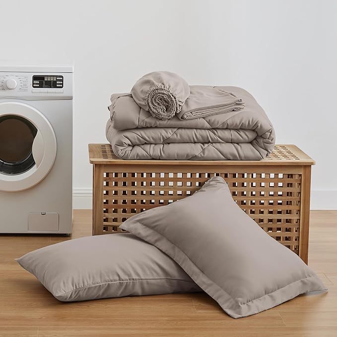 Love's cabin Twin Comforter Set Burlwood, 5 Pieces Twin Bed in a Bag, All Season Twin Bedding Sets with 1 Comforter, 1 Flat Sheet, 1 Fitted Sheet, 1 Pillowcase and 1 Pillow Sham