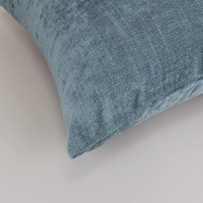 AMBERIS 2 Pillowcases (45×45cm)(Without Insert) Blue, Chenille Soft No Fading Modern 2 Pillowcases (Without Insert)
