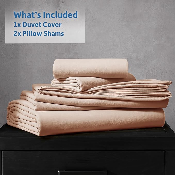 Nestl Khaki Duvet Cover Full Size - Soft Prewashed Full Size Duvet Cover Set, 3 Piece, with Zipper Closure, 1 Duvet Cover 80x90 inches and 2 Pillow Shams