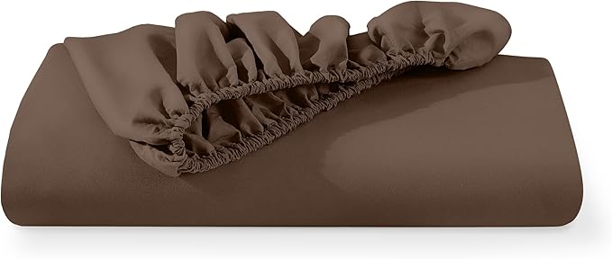 Bare Home Fitted Bottom Sheet Queen Size - Premium 1800 Microfiber - Ultra-Soft Hotel Luxury - Deep Pocket - Durable and Long Lasting (Queen, Cocoa)