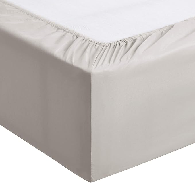 Amazon Basics Lightweight Super Soft Comfortable Breathable Wrinkle Resistant Microfiber 4 Piece Bed Sheet Set with 14-Inch Deep Pockets, Queen, Light Gray, Solid