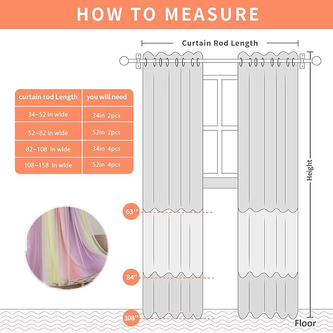 XiDi Girls Curtains for Bedroom 96 Inches Long 2 Panels Pink Yellow Purple Rainbow Blackout Curtains for Little Girl Kids Room Decor Living Room, Princess Unicorn Wall Decals Grommet Drapes 52x96