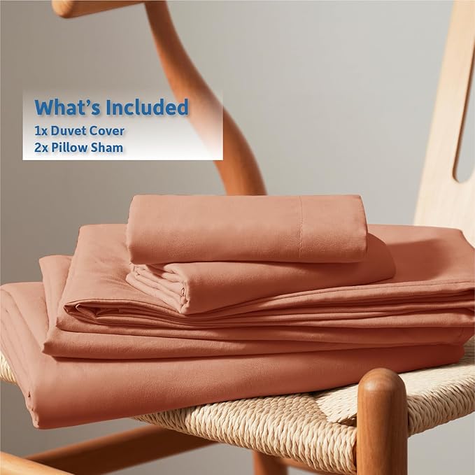 Nestl Rust Duvet Cover Queen Size - Soft Double Brushed Queen Duvet Cover Set, 3 Piece, with Button Closure, 1 Duvet Cover 90x90 inches and 2 Pillow Shams