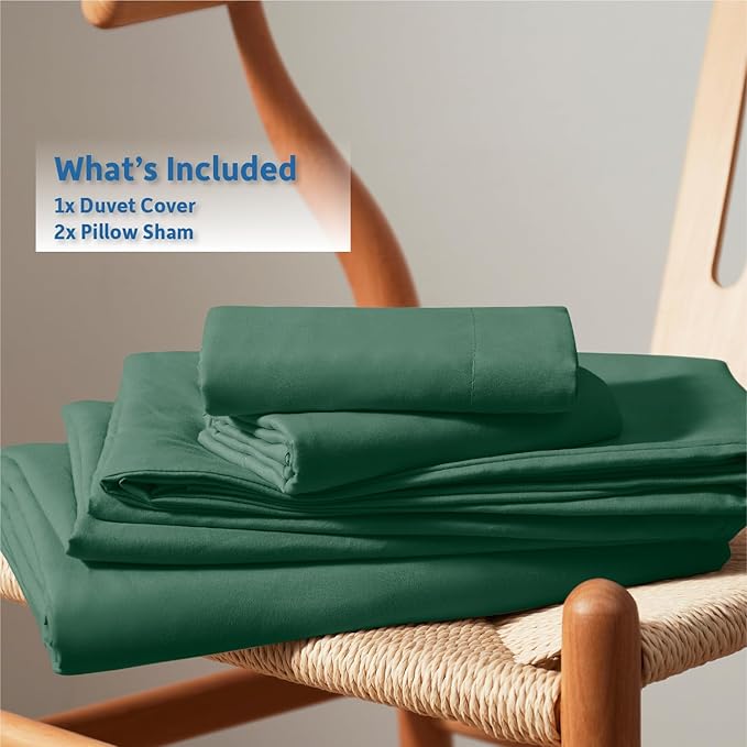 Nestl Dark Green Duvet Cover Full Size - Soft Double Brushed Full Size Duvet Cover Set, 3 Piece, with Button Closure, 1 Duvet Cover 80x90 inches and 2 Pillow Shams