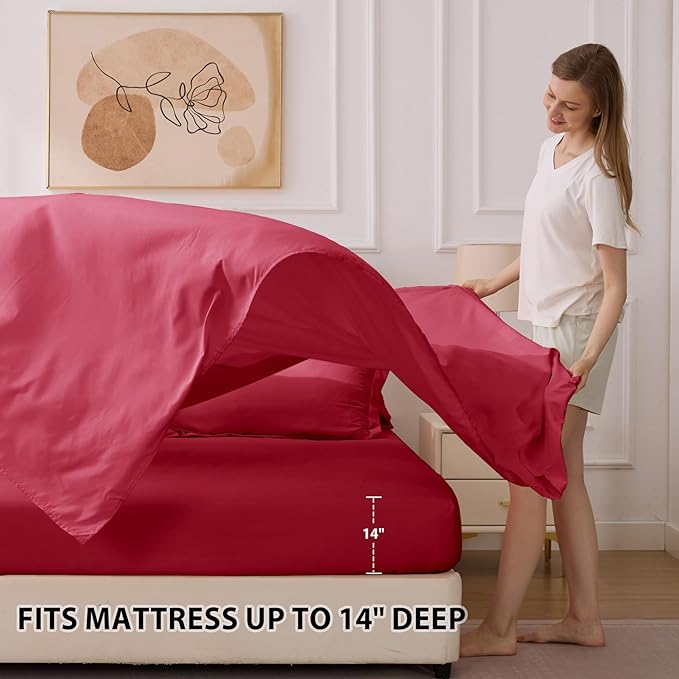 King Comforter Set Red - Bed in a Bag King Size 7 Pieces, Soft Bedding Set for All Seasons, Christmas Premium King Comforter Set with Comforter, Sheets, Pillowcases & Shams