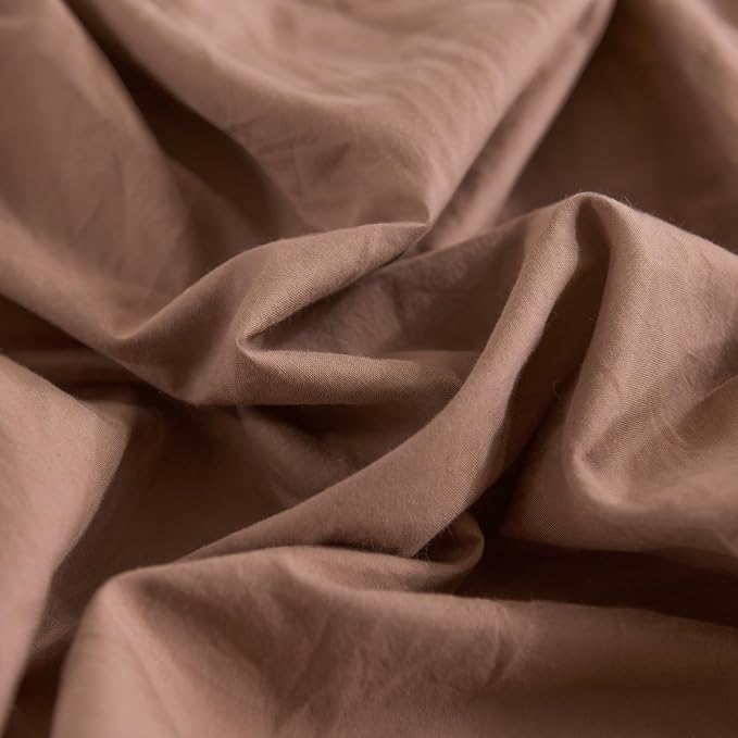NEXHOME PRO Duvet Cover Set 100% Washed Cotton Oversized King 120"x98" Linen Feel Textured Organic Natural 3 Pieces Bedding Set Mocha Brown with Zipper Closure, Breathable(No Comforter)