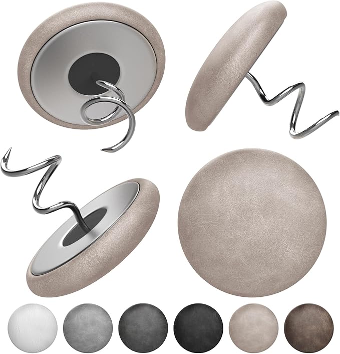 Flax Covered Button Twist Pins - for Bed Skirts Pins,Sofa,Upholstery,Armchair Caddies, Armrest Covers, Slipcovers (14, Learher Light Brown 14)