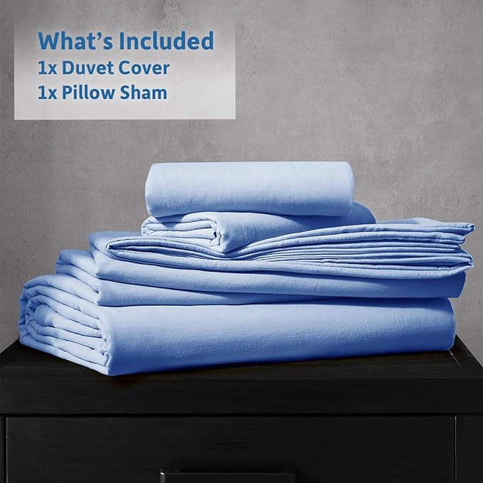 Nestl Twin Duvet Cover Set - Soft Prewashed Calm Blue Duvet Cover Twin/Twin XL, 2 Piece, with Zipper Closure, 1 Duvet Cover 68x90 inches and 1 Pillow Sham