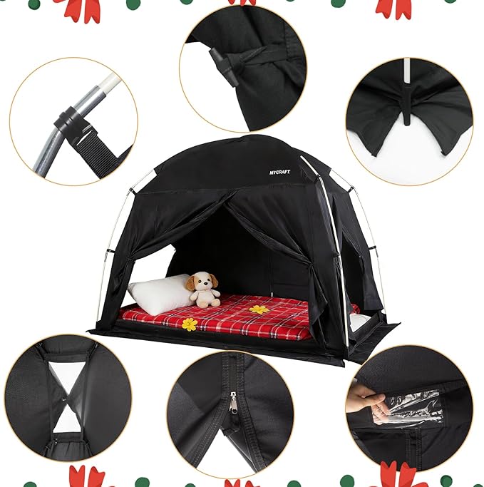 Bed Tents Canopy Bed–Privacy Dream Tent for Cozy Indoor Sleeping, Light-Reducing,and Breathable, with 4 Doors Floor Tent Bed–Available in Twin, Full, and Queen Sizes
