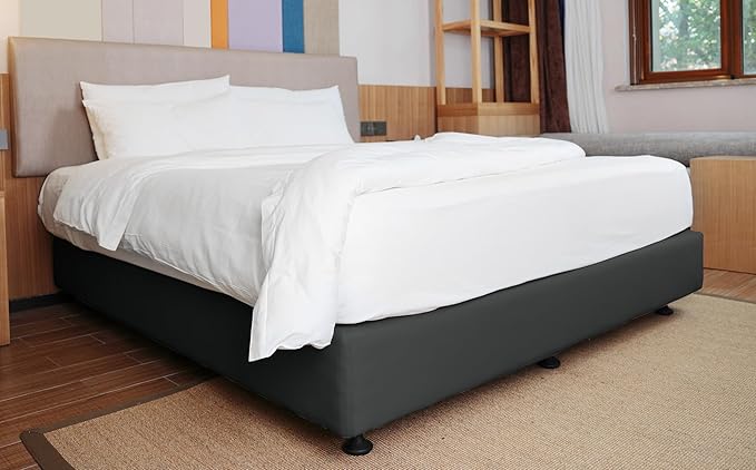 Alyvia Spring Box Spring Cover Full Size - Jersey Knit & Stretchy Wrap Around 4 Sides Bed Skirt for Hotel & Home - Full/Full XL, Gray