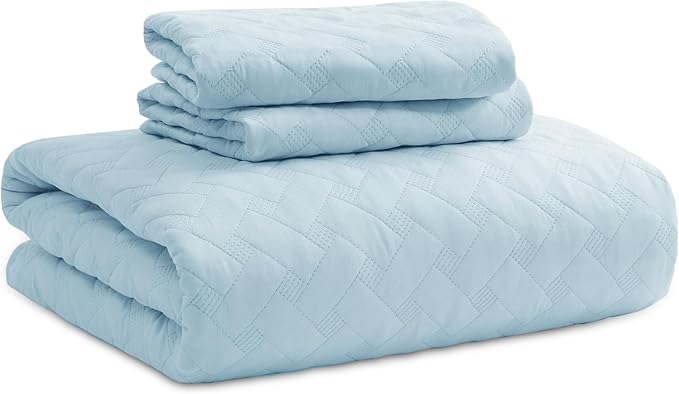 Bedsure Quilts King Size - Lightweight Bedspreads King Size with Basket Weave Pattern, Soft Quilt Bedding, Sky Blue Comforter Coverlet for All Seasons (106" x 96")