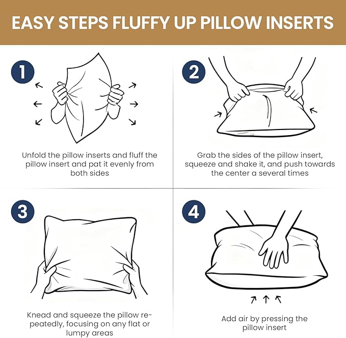 BHZ Euro Throw Pillow Inserts, 22x22 Down Feather Alternative Pillow Inserts Set of 2, Decorative Soft Large Square White Throw Pillows Insert for Couch Bed Dorm Sofa with Breathable Cover
