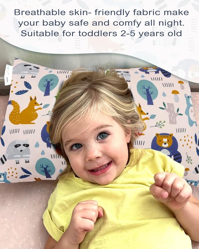 ALVABABY Toddler Pillowcases Stretchy Soft Kids Pillow Cover 2 Pack Fit 13"x 18" or 12"x16" Envelope for Girl Boy Sleepy Travel 2TPE25A