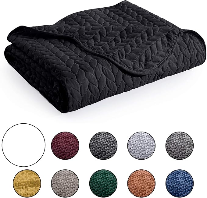 MOONLIGHT20015 Twin Quilt Bedding Set (68” x 86”) - Bulk Pack of 10 Wholesale for Hotels, Guest Bedroom & Airbnbs - Lightweight Microfiber Reversible Embossed Quilts Bedspreads (Black)