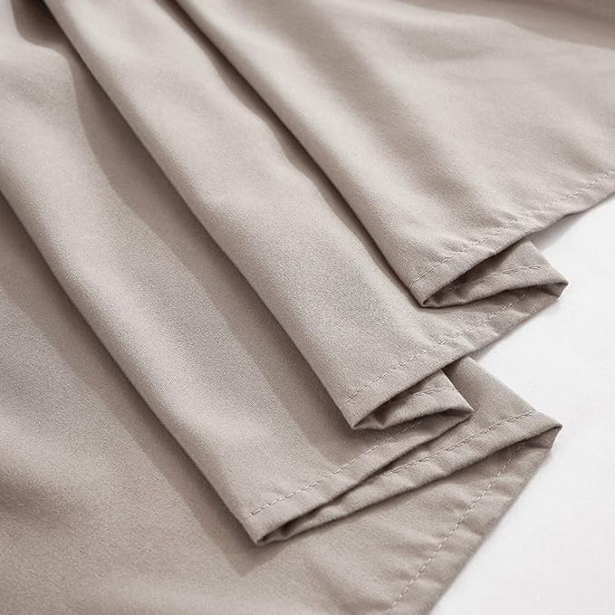 MEILA Wrap Around Bed Skirt Three Fabric Sides Elastic Dust Ruffled 16 Inch Tailored Drop,Easy to Install Fade Resistant-Taupe, Queen/King
