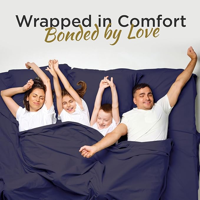 DESTINY CRESCENT BEDDING Full XL 100% Microfiber Double Brushed Sheet Set Navy - Extra-Soft, Breathable & Wrinkle-Free - 15" Deep Pockets, 54" x 80" - Ideal for Extra Long Full Beds - 4PC Set