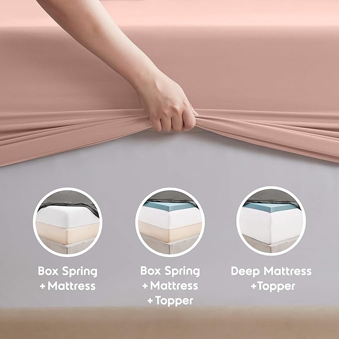 Nestl Short Queen Sheet Set - 1800 Ultra-Soft Microfiber - Double Brushed - Deep Pockets - Easy Fit - 4 Piece Set - Bed Sheets (Short Queen, Peach Beige)