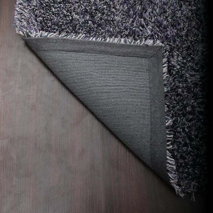 Hand Tufted SHAG Polyester ECO-Friendly Area Rugs - 6'x9', Rectangle, Blue White, Solid Plain Design, High Pile Thick Handmade Anti Skid Rugs for Living Room, Bed Room K00111
