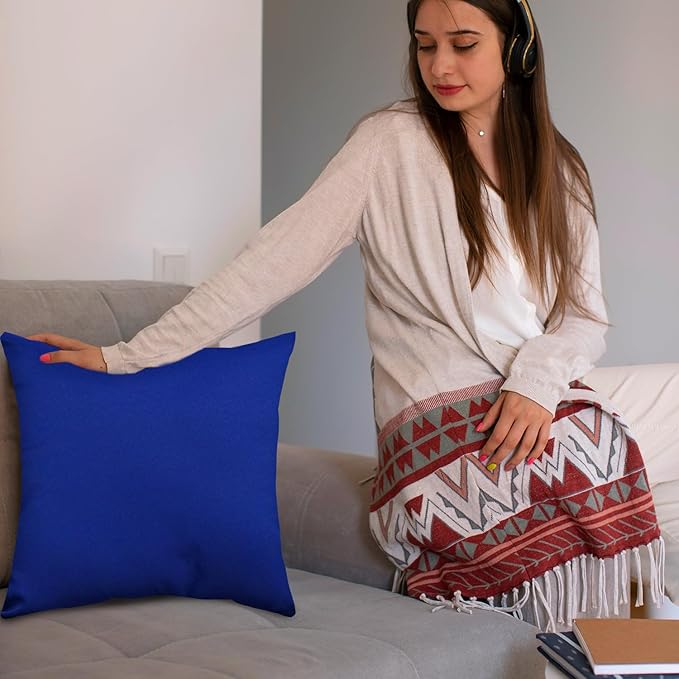 Covers & All Premium Square Throw Pillow Inserts with Covers Set of 4, 20 x 20 Inches Blue, Decorative Cushions for Couch Sofa Home Decor Office Travel UV Resistant Waterproof Soft Cushions Pillows