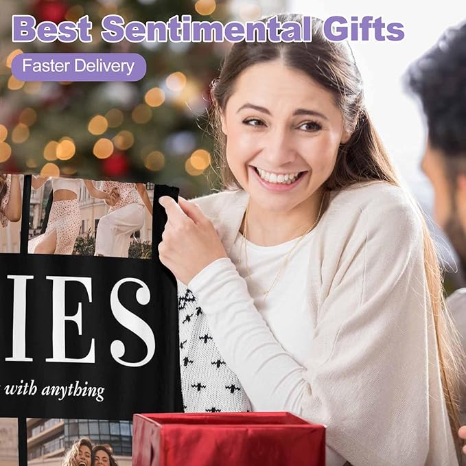 Custom Blankets with Photos and Text, 9 Photos Custom Blankets Best Friend Blanket for Birthdays Christmas Best Friend Sister BFF Girls, 8 Sizes
