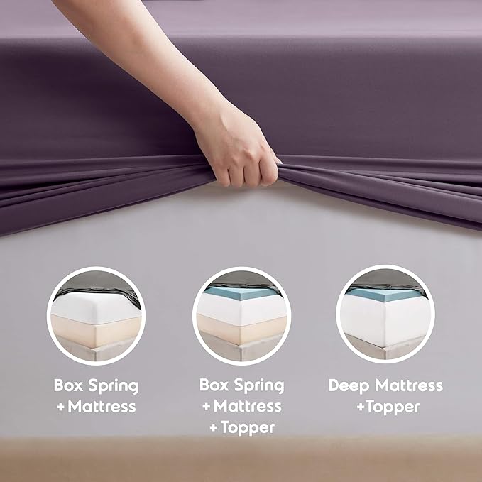 Nestl California King Sheet Set - 1800 Ultra-Soft Microfiber Cal King Bed Sheets - Double Brushed - Deep Pockets - Easy Fit - 4 Piece Set - Bed Sheets (California King, Purple)