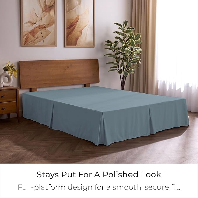 Mellanni Bed Skirt Twin XL Size - Bed Skirting - 15-Inch Tailored Drop Pleated Dust Ruffle - Hotel Luxury Bedding - Wrinkle, Fade, Stain Resistant - 1 Bedskirt (Twin XL, Spa Blue)