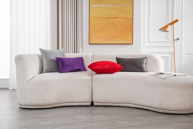 Throw Pillow Covers 18x18 Christmas Red: Pack of 2 Cozy Soft Velvet Square Modern Luxury Decorative Throw Pillow Cases for Sofa Couch Living Room Bed Home Decor