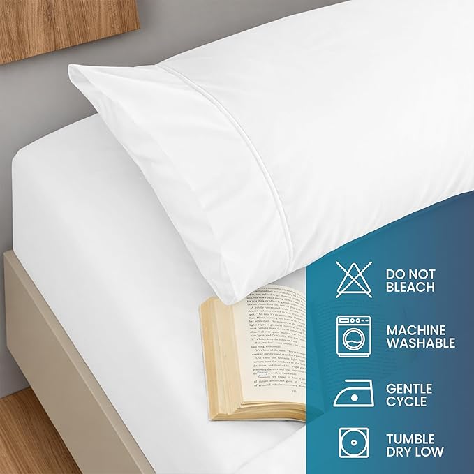 Utopia Bedding Twin Sheets Set - Brushed Microfiber - Soft Bed Sheets for Twin Size Bed Set - Includes 1 Fitted, 1 Flat, & 1 Pillow Case - Deep Pocket (White)