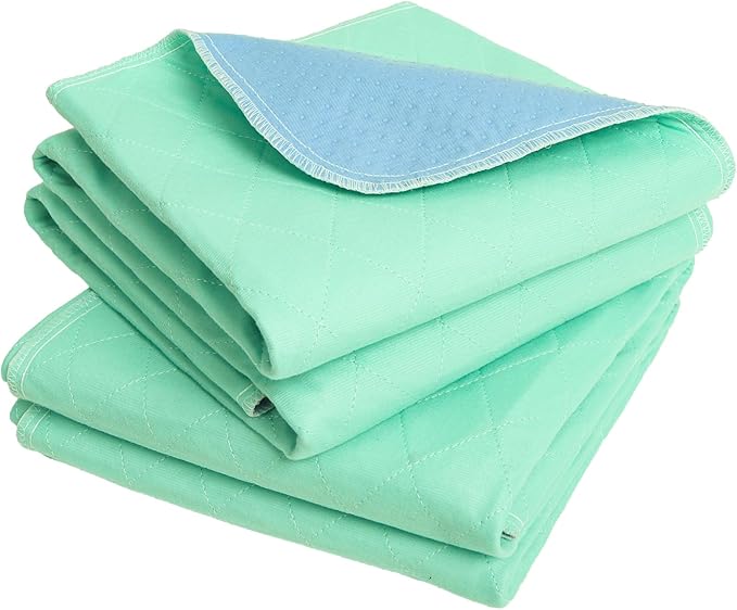 OUTCREATOR® Washable Bed Pads 34" x 56" (Pack of 2), Incontinence Mattress Protector, Anti-Slip Waterproof Underpads for Adults Kids Elderly Pets, Absorbency & Reusable Bedwetting Pads (Solid Green)